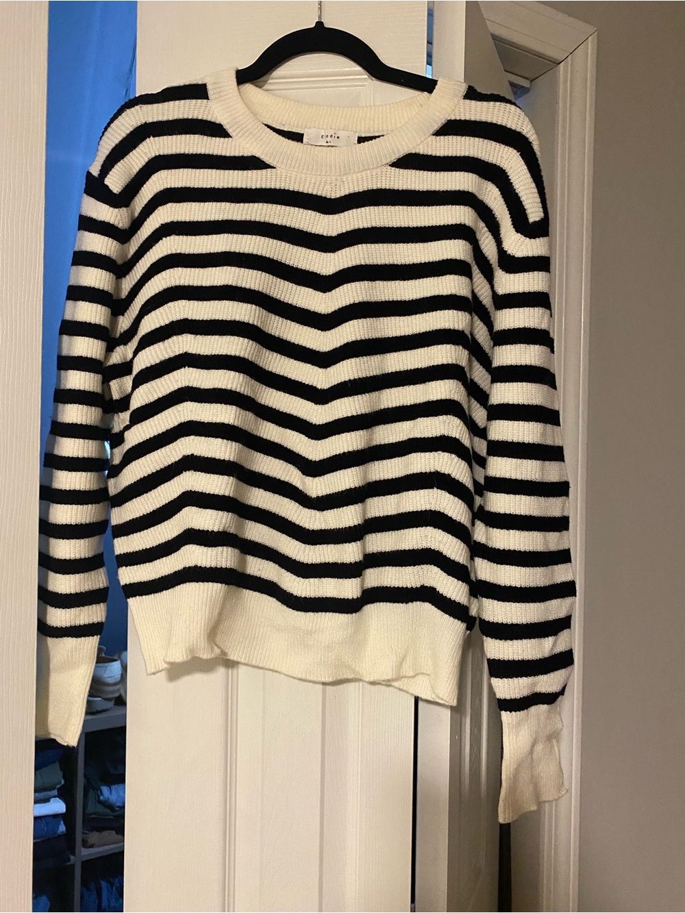 Elodie Navy and White Striped Scoopneck Sweater